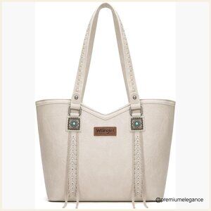 Large Vegan Leather Tote Bag with Zipper Closure and Shoulder Strap